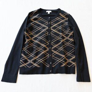 Vintage Black and Gold Geometric Cardigan with Sequins | Dark Academia